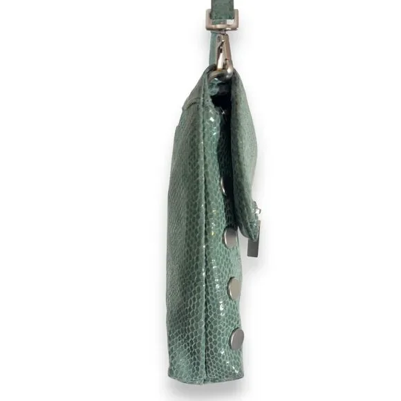 Hammitt VIP Medium Green Snakeskin Crossbody Silver Hardware - Picture 10 of 13
